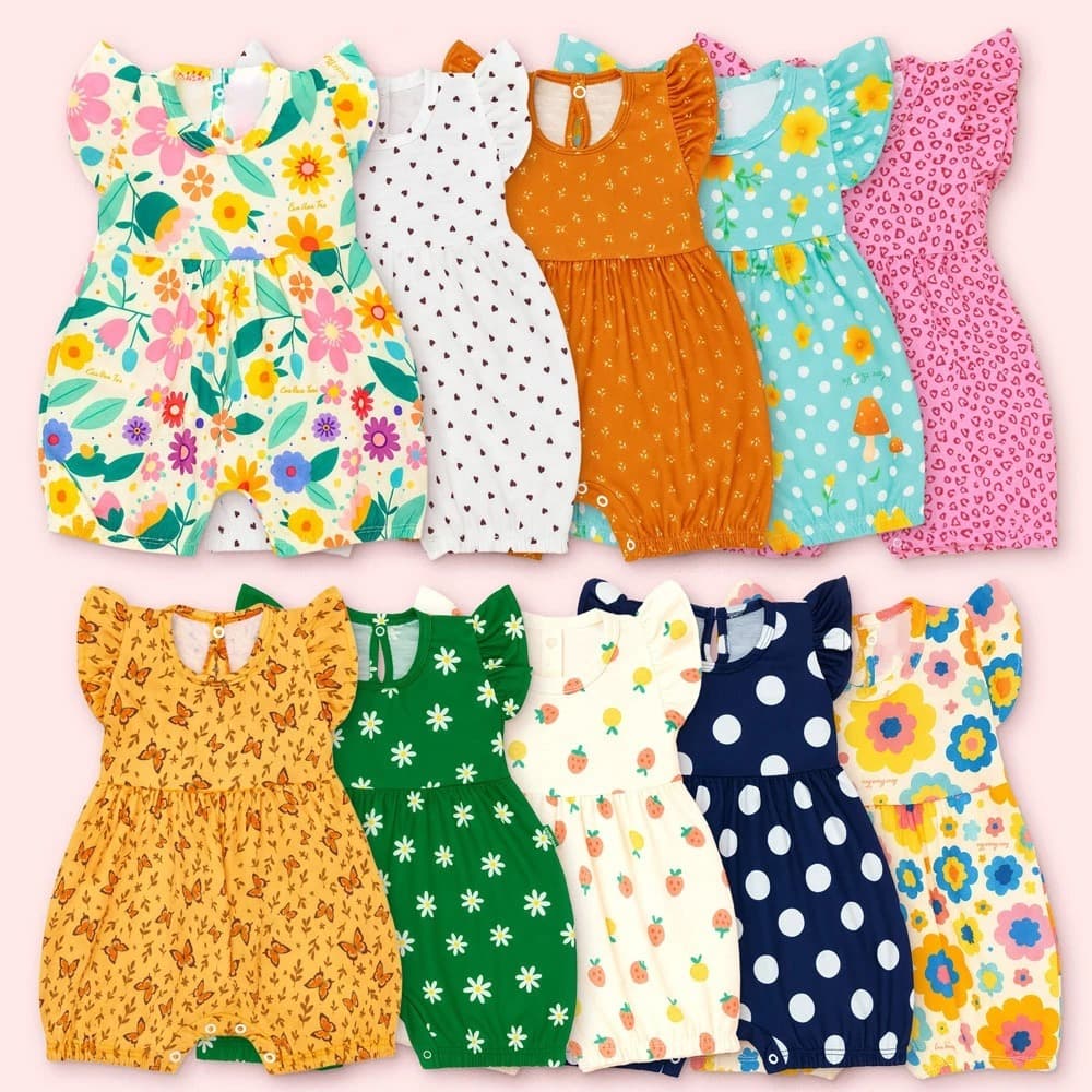 Macacão Curto Estampado Conforto e Estilo para Sua Bebê Verão Enxoval de Bebe Maternidade Babadinho