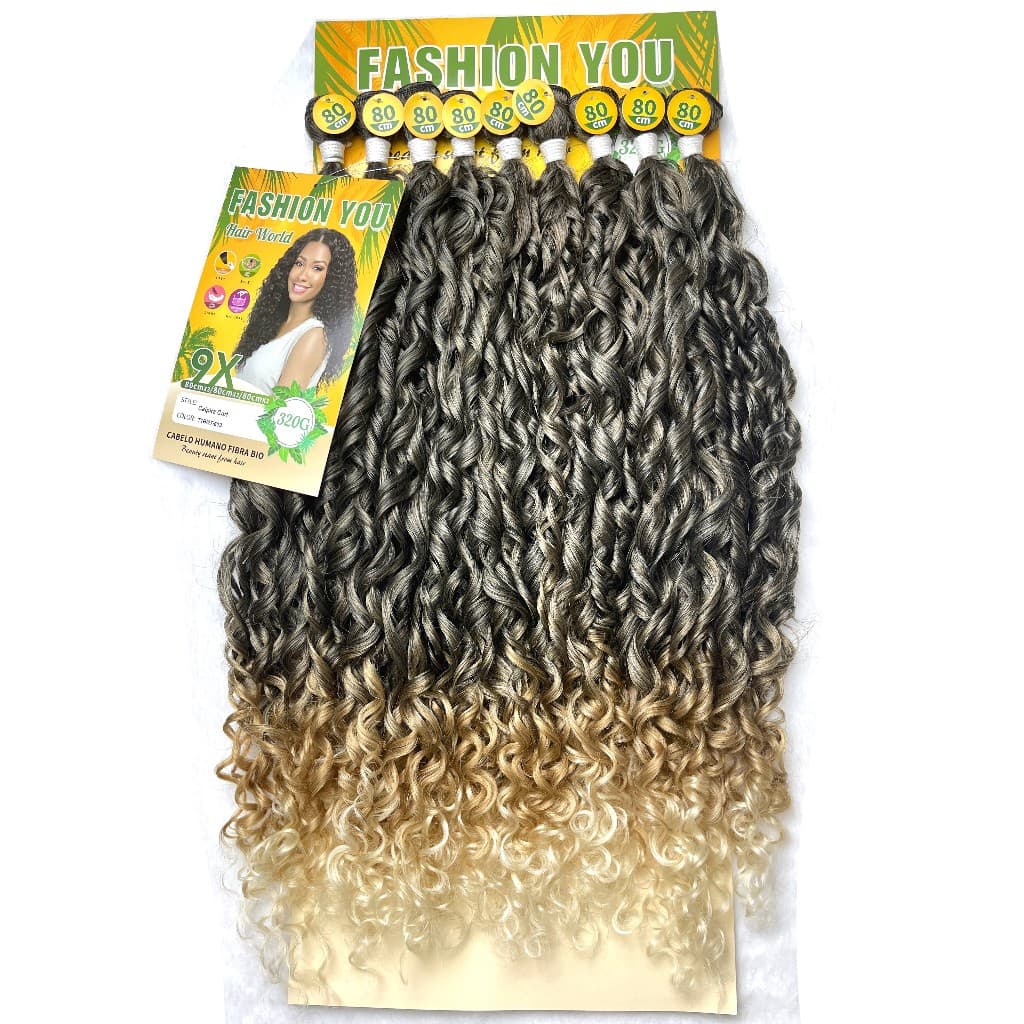 Cabelo Cacheado Bio Fibra Orgânico Similar Humano 320g 80cm sem brilho Fashion You Isabella Caipira