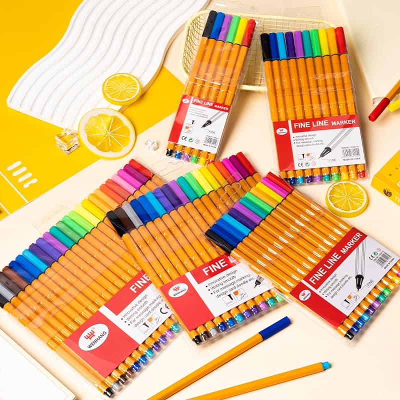kit 12/24/36 Canetas Coloridas Fine Line Ponta Fina 0.4 mm 1ª Linha
