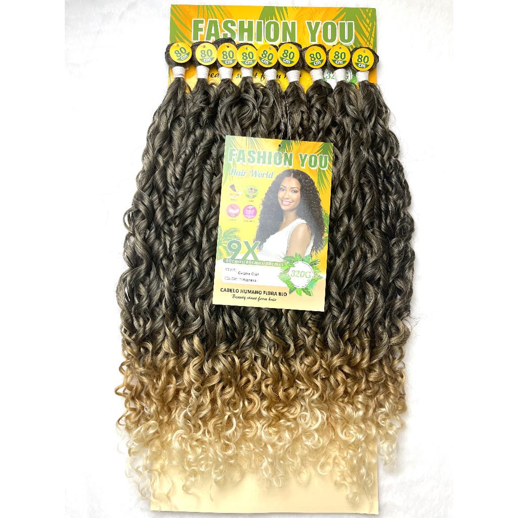 Cabelo Cacheado Bio Fibra Orgânico Similar Humano 320g 80cm sem brilho Fashion You Isabella Caipira