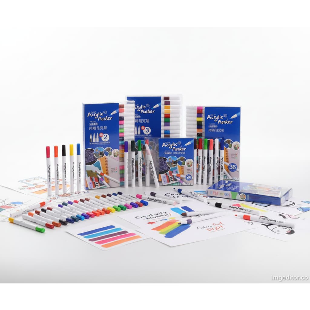 Kit de 12/24/36/48/60/80 Canetas Marcador Acrílico colorida para Arte Criativa Prova da agua