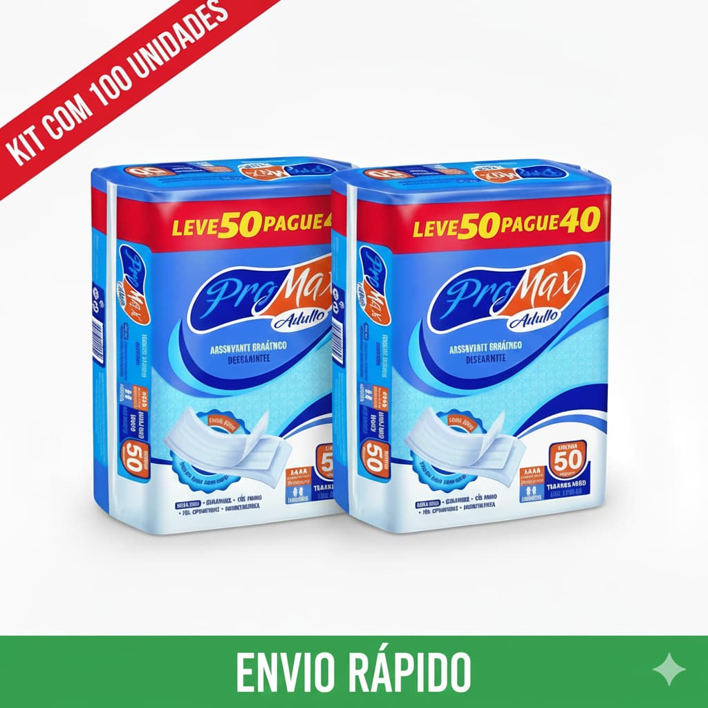 Kit 2 Absorvente Pro Max Geriátrico Adulto com 100 Absorvente Pro Max Adulto Unissex Alta Absorção Conforto