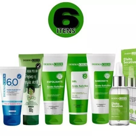 Kit Skincare Dermachem 6 Itens Antioleosidade e Anti Acne para Pele Oleosa Completo