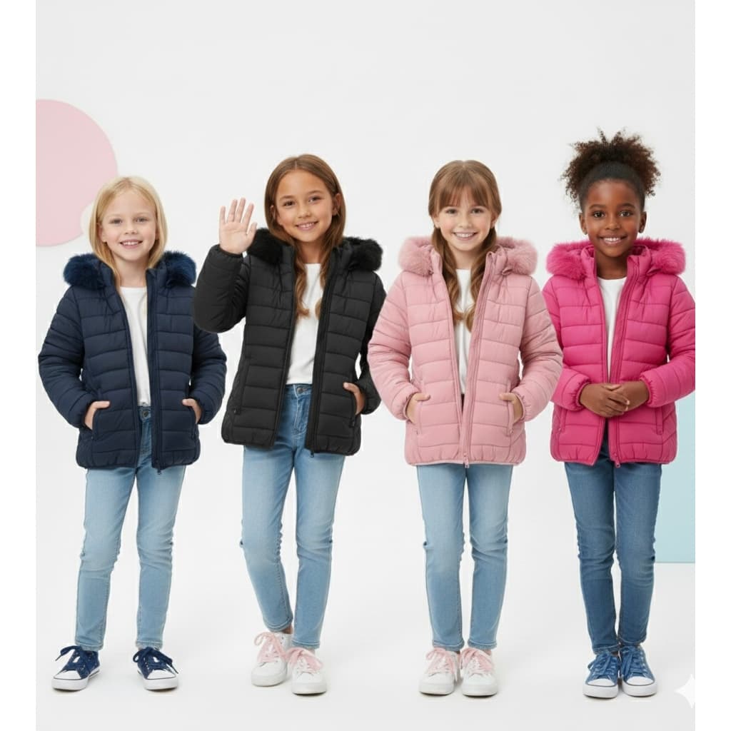 Jaqueta Juvenil Menina Forrada Com Pelinhos Por Dentro com capuz ideal pra escola