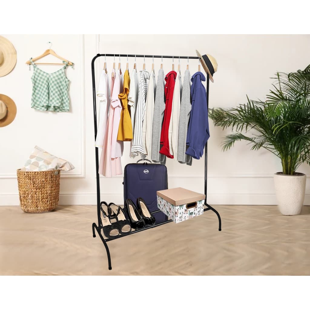 Cabideiro Arara De Roupas De Chão Com Sapateira Loja Quarto