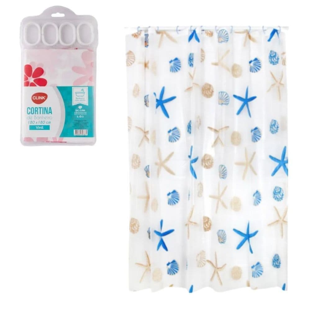 Cortina Banheiro Vinil 180x180cm | Resistente à Água – Diversas Cores e Estampas | Cortina Box Banheiro | Impermeável