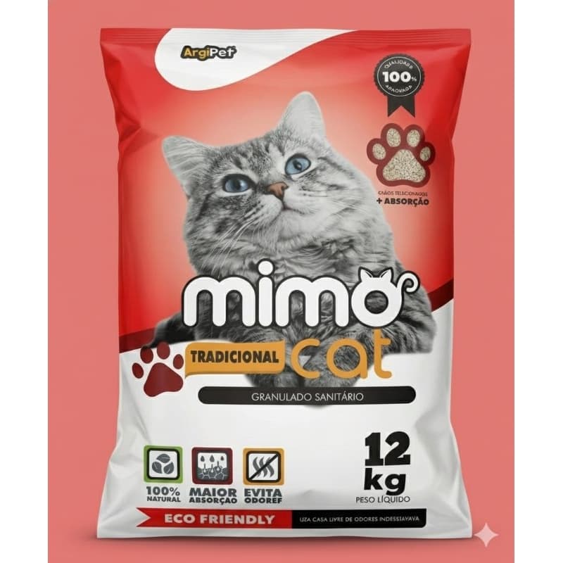 Areia Higiênica Sanitária Para Gatos Mimo Cat 12kg Granulado Antiodor