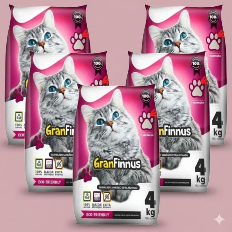 Areia Sanitária Para Gatos Mimo Cat Gran Finnus 4kg Kit de 1 a 5 pacotes