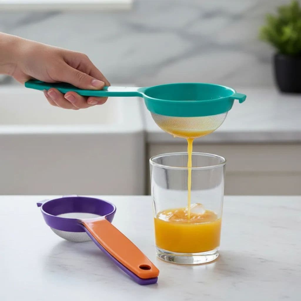 KIT 12 Peneira de Cozinha Com Cabo 7 Cm Multiuso Culinária Receita Peneirar Trigo Ovo Coar Suco