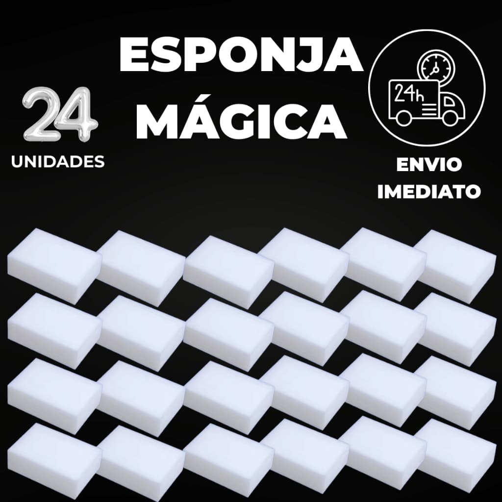kit 24 Esponjas Mágica Branca Bucha Tira Manchas Riscos de Parede Bucha Melamina Limpeza Pesada