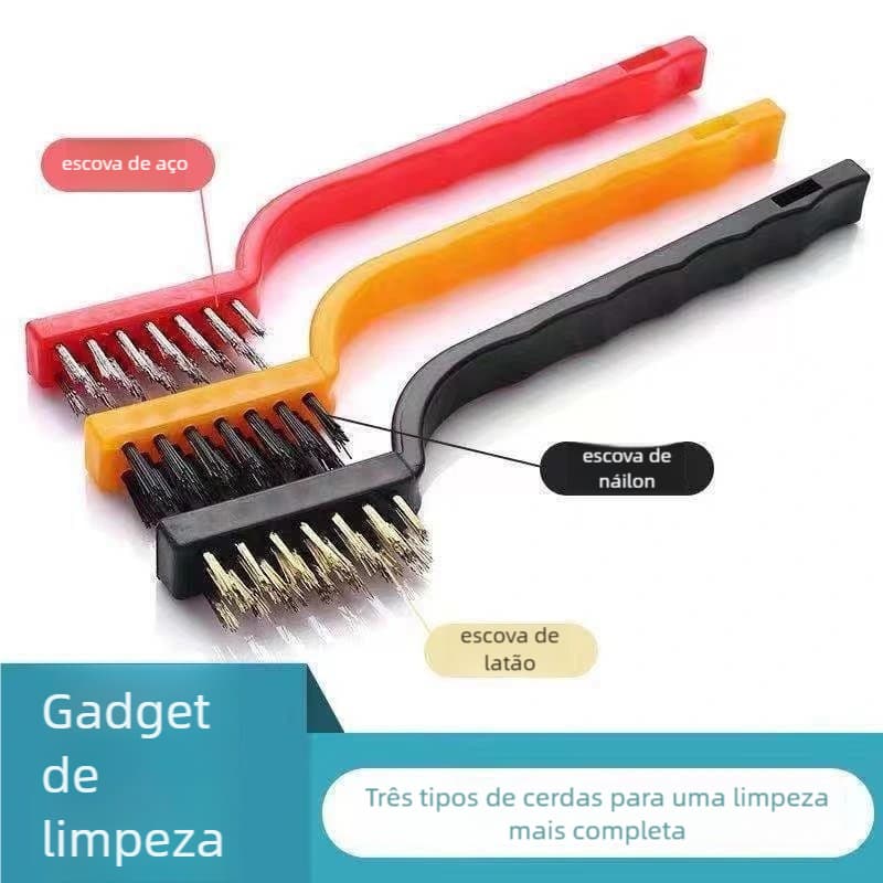 Escova Multiuso Forno Grelha – 3 UN, Aço Latão Nylon, Limpeza Fogão