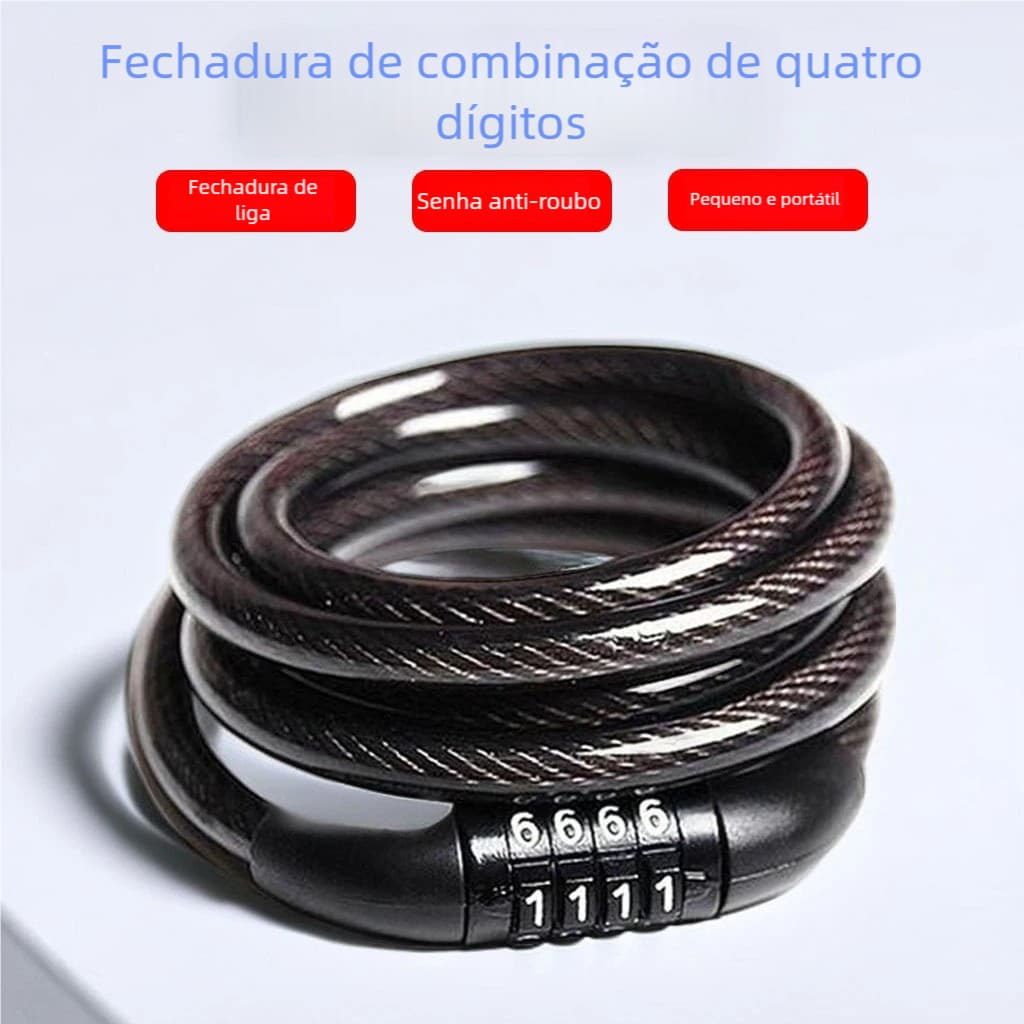 Corrente Cadeado Fertak com Senha - Segurança para Bicicleta 7.4mm x 540mm