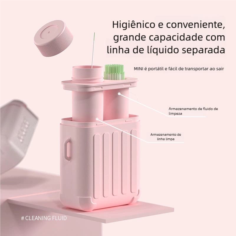 Conjunto de Limpeza de Orelhas e Piercing - Fios + Limpador para Brincos, Ideal para Casa e Viagem