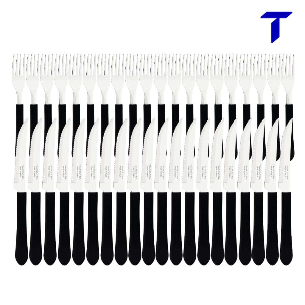 Kit Facas e Garfos Leme Preto – Talheres Resistentes e Elegantes