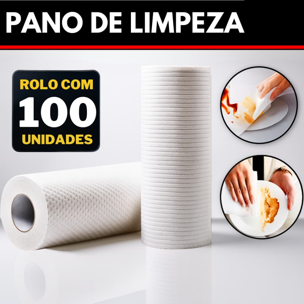 Rolo Até 100 Pano de Limpeza Multiuso Cozinha Louça Alta Absorção Reutilizável Lavável Branco