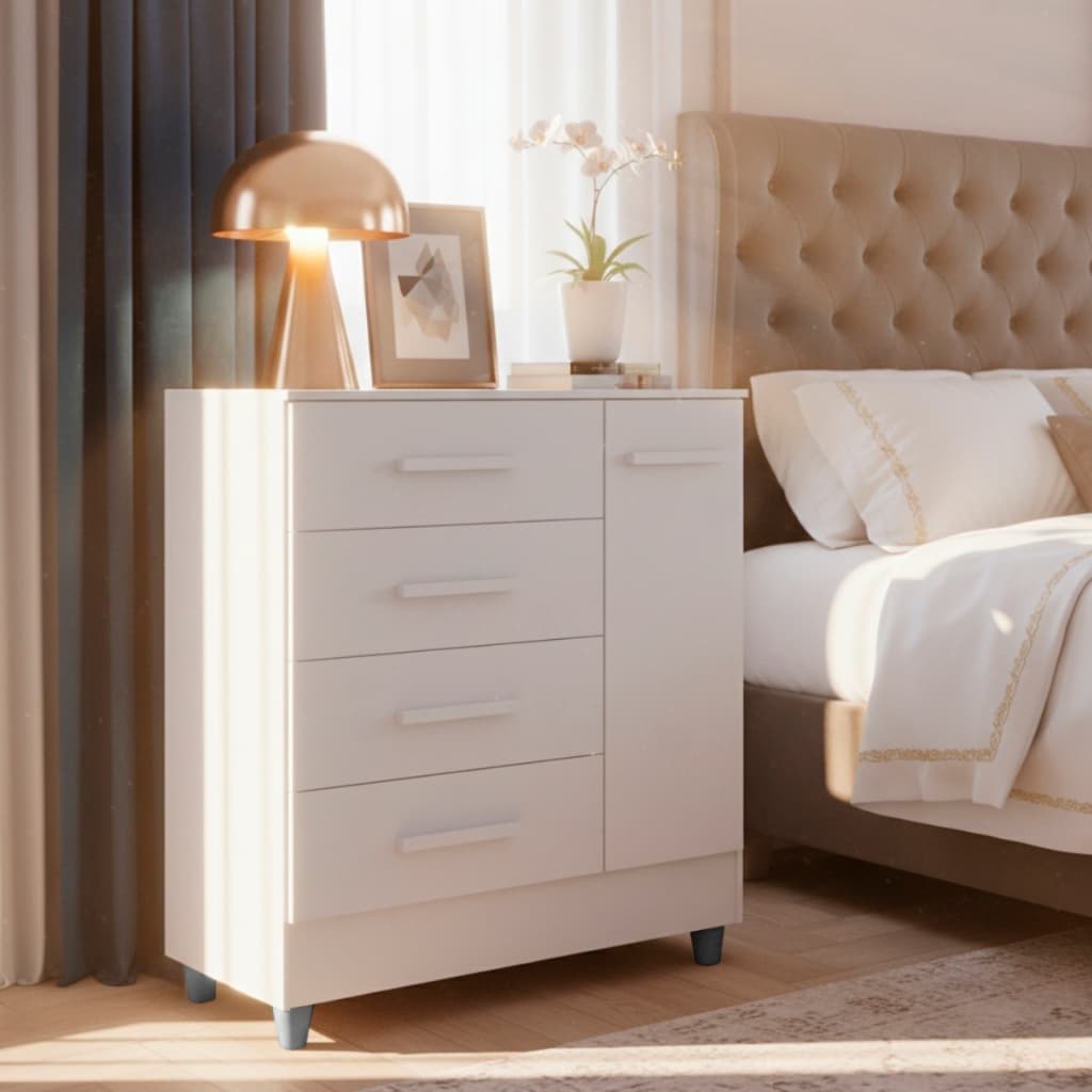 Cômoda Multiuso Luxo Atlanta 4 Gavetas 1 Porta