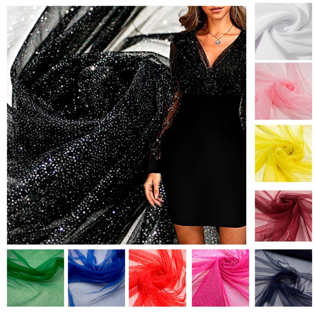 3 Metros Tecido Tule com Glitter Brilho Brilhante Leve Ideal para Fantasias Vestidos e Decoração