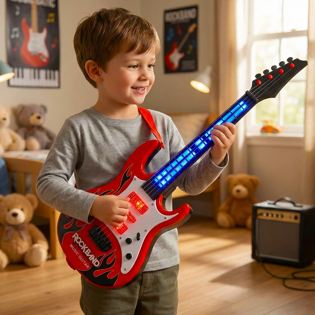 Guitarra Musical Eletrica Star Rock Show Vermelha - Art Brink