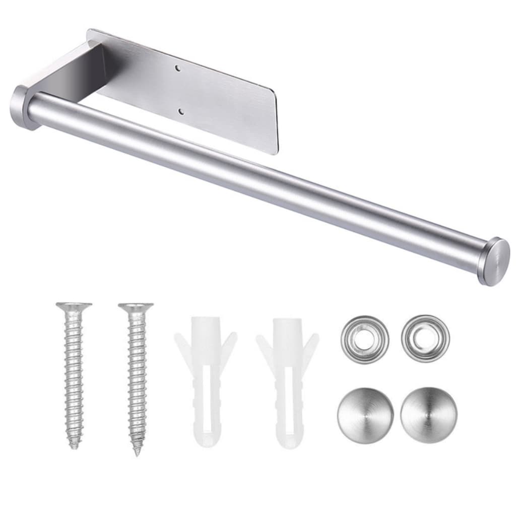 Suporte de Papel Toalha Cozinha Aço Inox Escovado Luxo Fixação Adesiva 3M Parede Tamanho 33cmx8cm