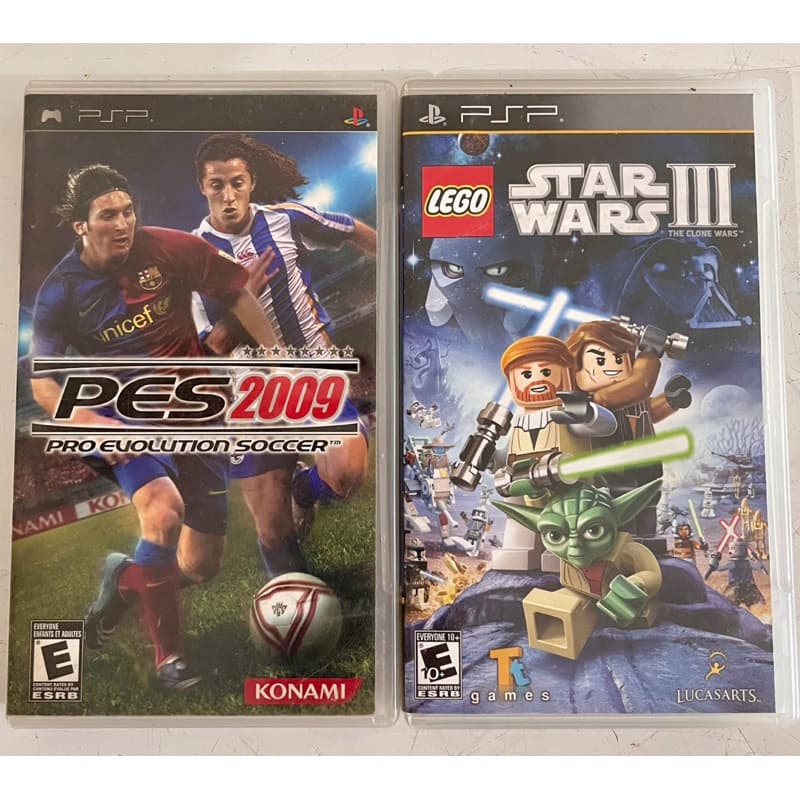 jogos psp Lego star wars 3 e pes 2009