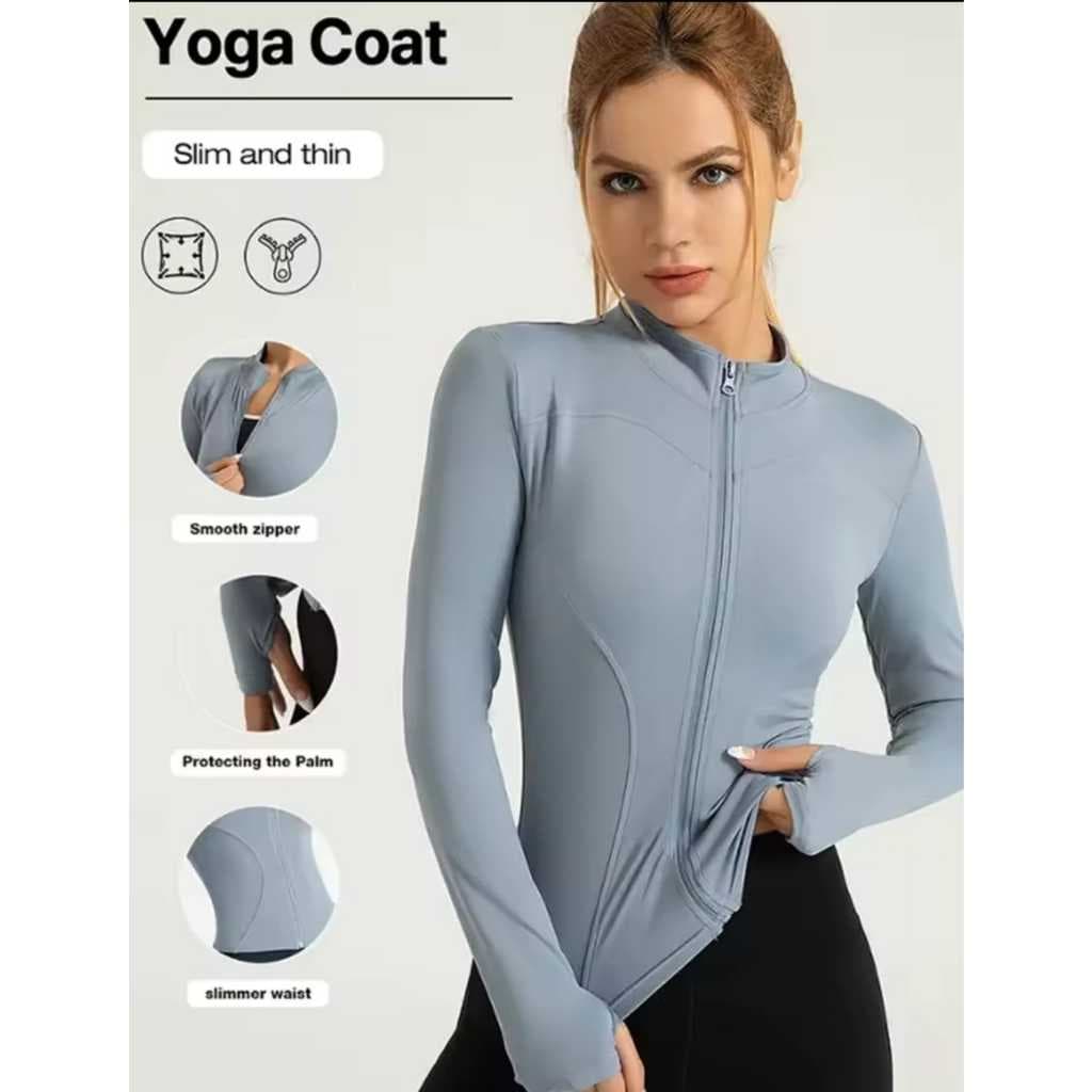 Blusa manga longa fitnnes Jaquetas de polegar femininas, correr, yoga, ginastica, academia fitness apertada