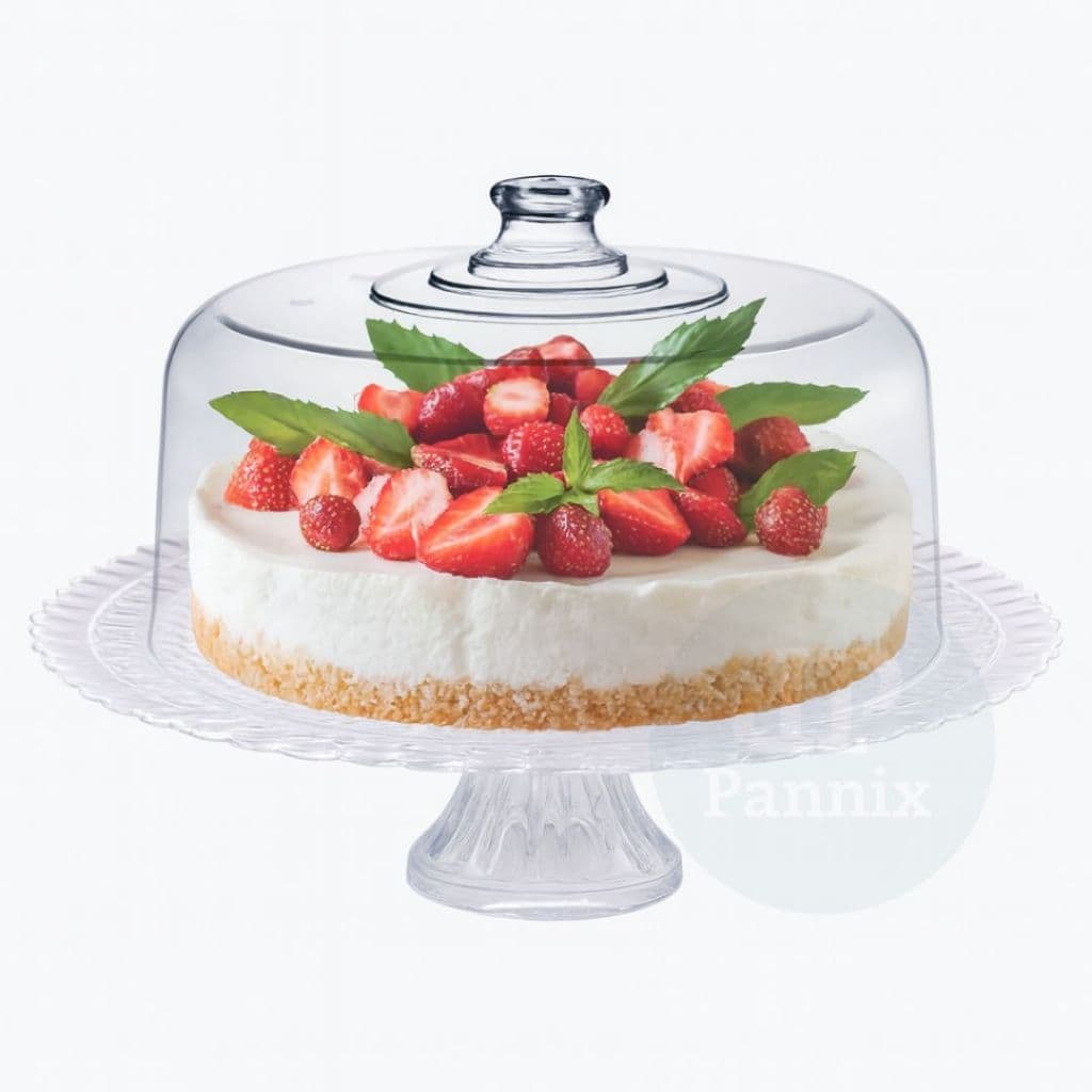 Boleira de Vidro Viena Acrílico 3x1 com Tampa em Acrílico Suporte para Bolo com Pé