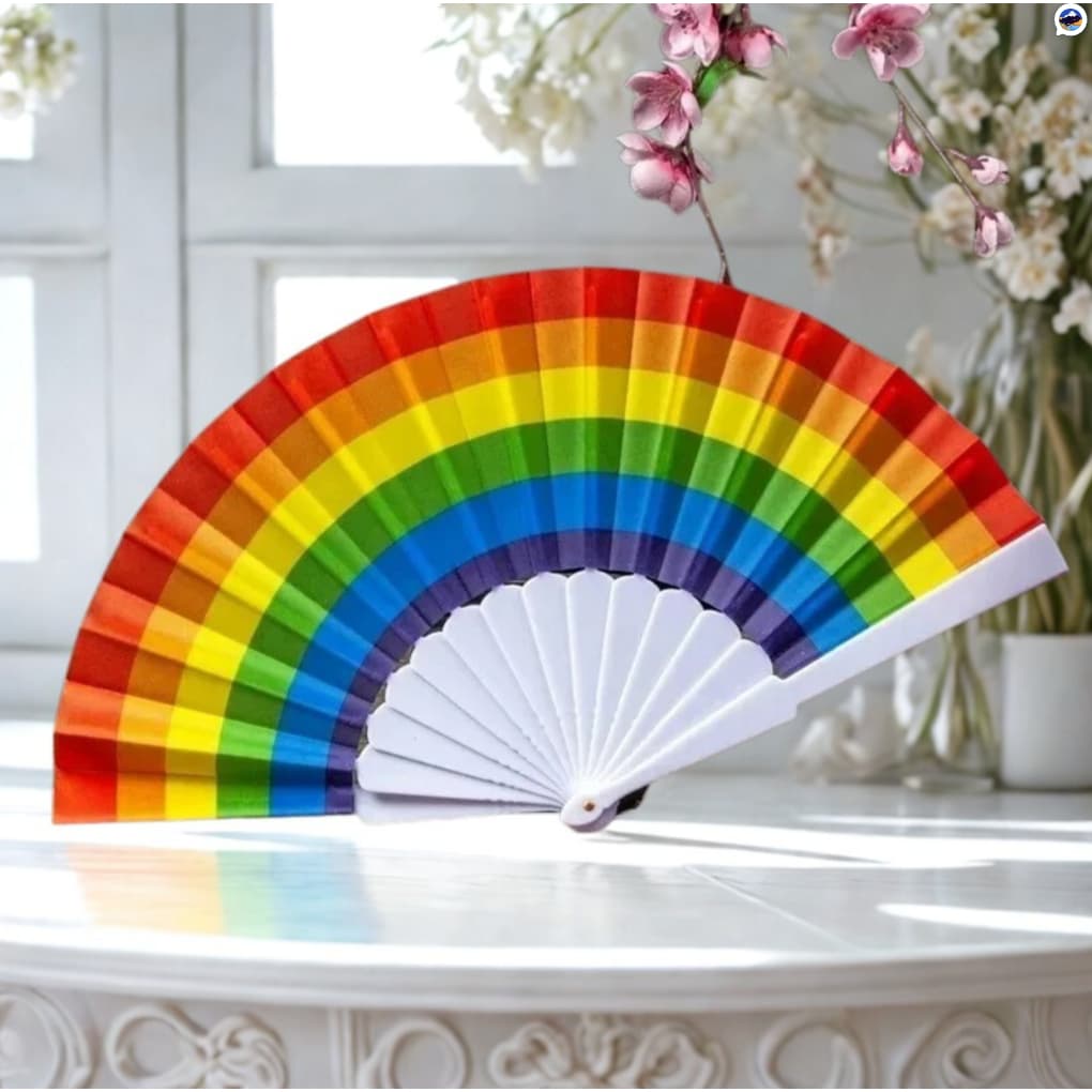 Leque de Mão Arco-Íris LGBTQIA+ Carnaval Festa