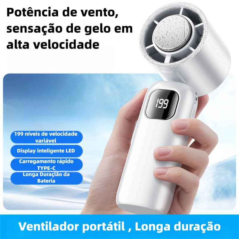 Ventilador De Refrigeração Portátil 199 Níveis Velocidade Máxima 20M/S Recarregável USB