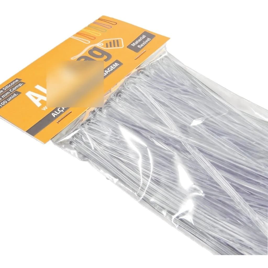 Alça Tag Mala Bagagem Silicone 16cm cordão Transparente 100und