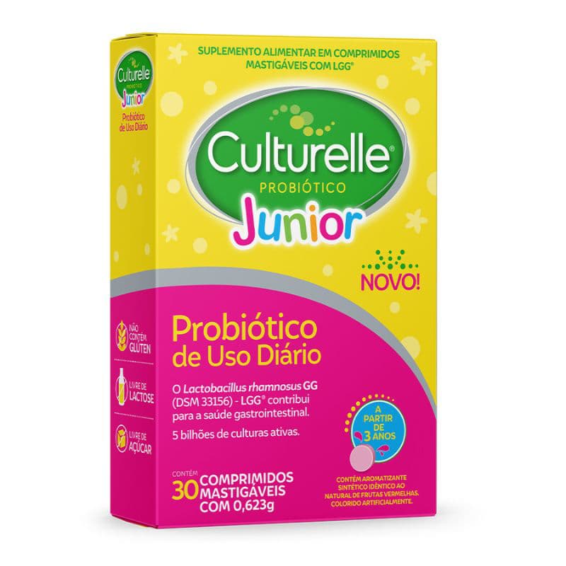 Culturelle Probiótico Júnior - 30 Comprimidos Mastigáveis - suplemento alimentar - cellera