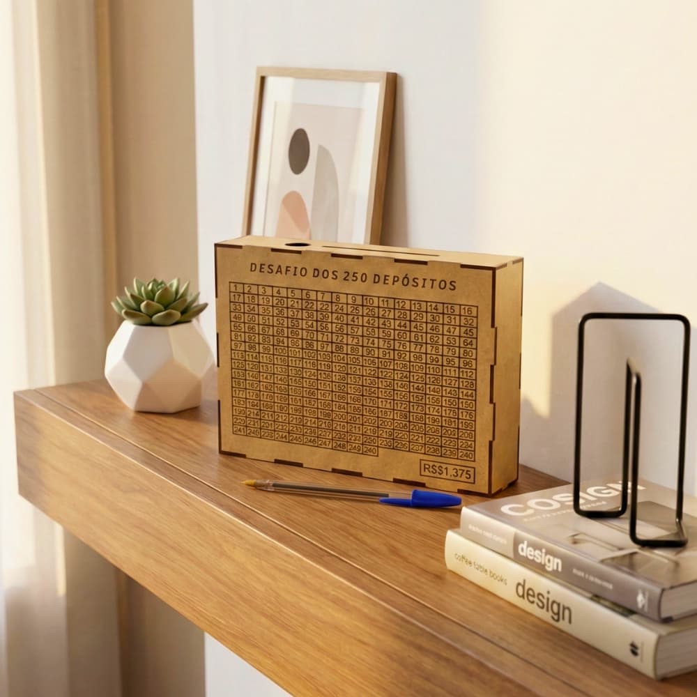 Caixa Cofre Mdf Desafio Financeiro 5 Mil 10 Mil Ou 250 Depósitos