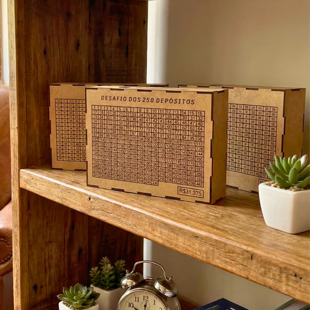 Caixa Cofre Desafio 250 Depósitos Em MDF Cru Caixa Para Economizar Dinheiro
