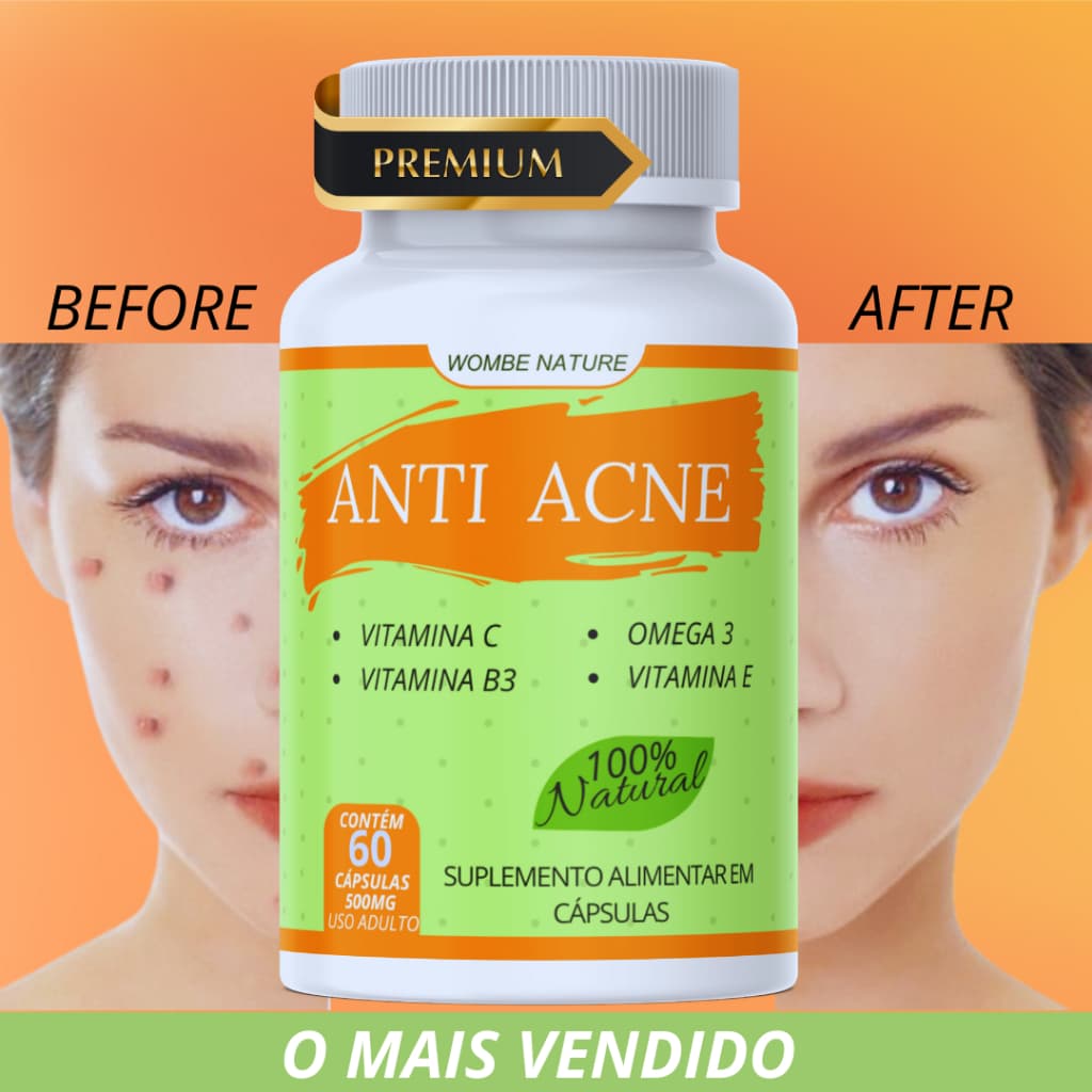 ANTI ACNE PREMIUM + VIT - 60 CAPS - ENVIO IMEDIATO