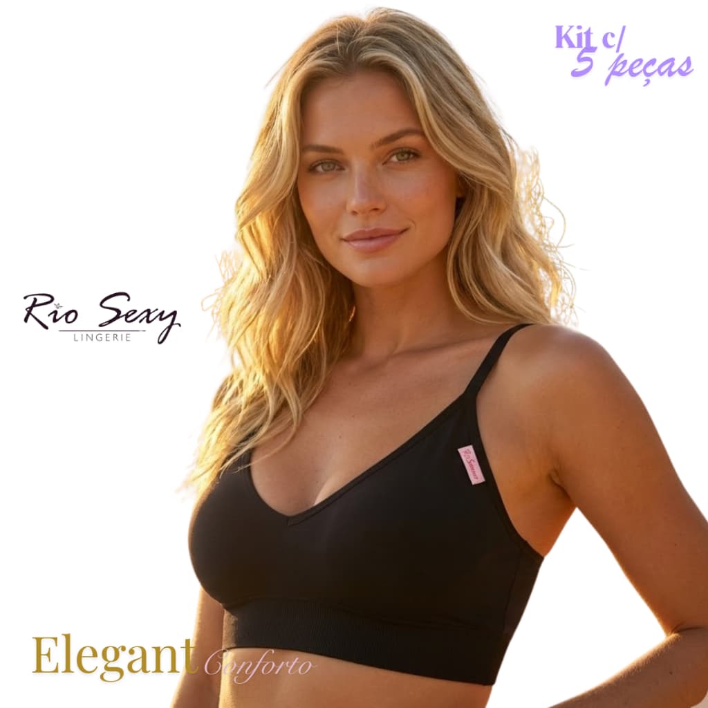 Kit 5 Sutiãs Sem Bojo Microfibra tecido Duplo Atacado Revenda sustentação conforto alças ajustáveis