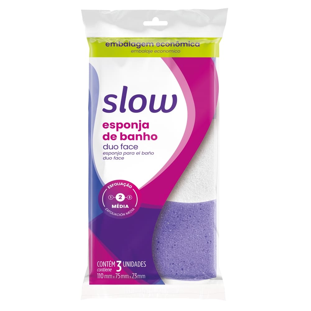 Conjunto 3 Esponjas De Banho Esfoliante Duo Face Slow Ls7504 Multicores - Lanossi