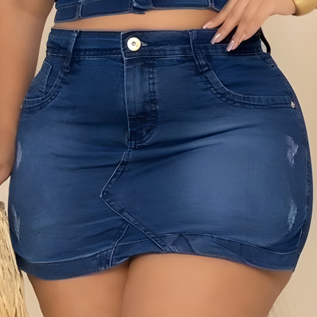 Short Saia Jeans Plus Size Feminino com Lycra – Conforto e Estilo do 46 ao 56