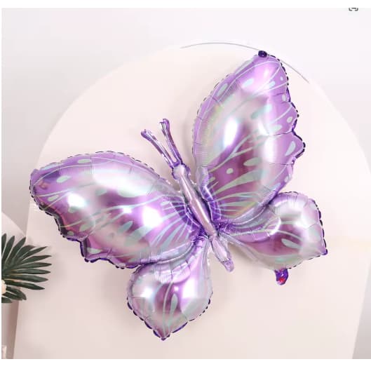 KIT COM 2/4/6 Balão Metalizado Borboleta Gigante 99x73cm Roxo Lilás - Decoração Festa Fada Jardim Encantado