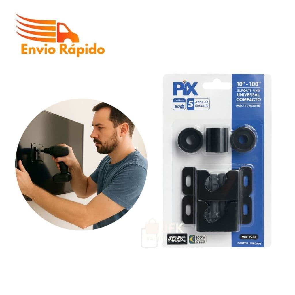 Suporte Fixo Universal Reforçado para TV LED/LCD e Monitor 10" a 100" - Capacidade 80kg - Instalação Rápida