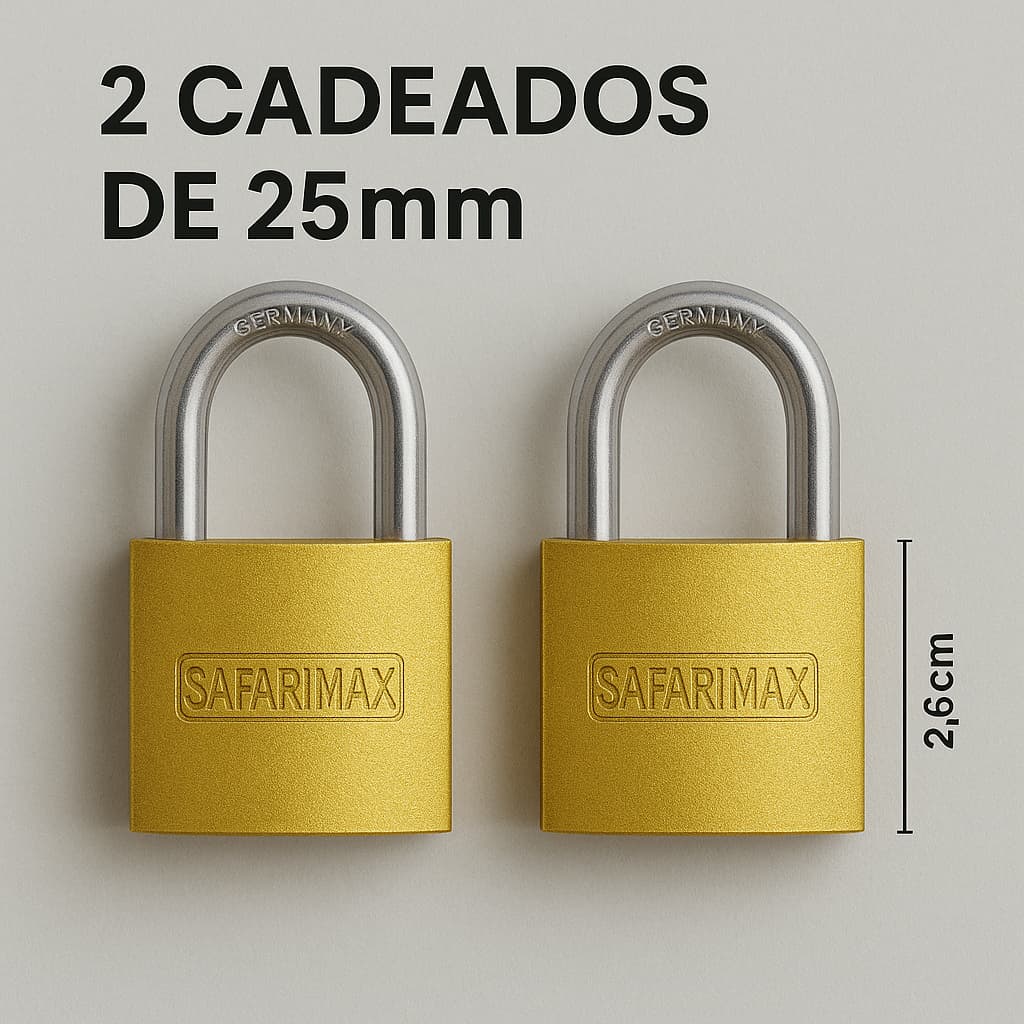 Cadeado 25mm Reforçado Pequeno 2,6cm Alta Segurança - Kit com 2