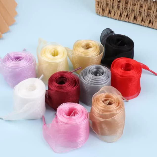 cadarços de fio de chiffon da moda infantil Fita cetim 60cm seda cadarços para sapatilha diy decorat