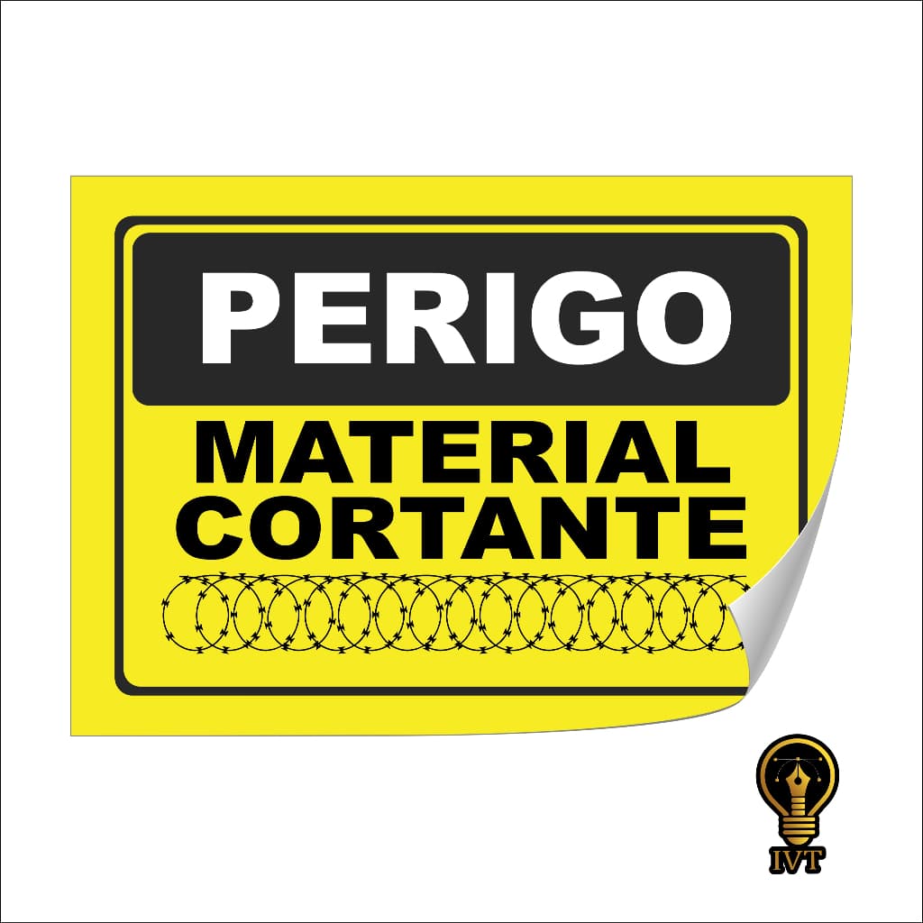 Adesivo Perigo Material Cortante