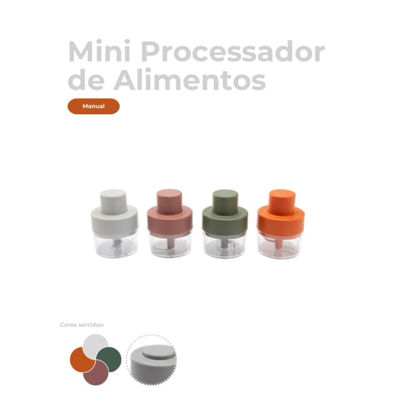 Processador de Alimentos Manual Mini 200 ML Cores sortidas - Casa Vita