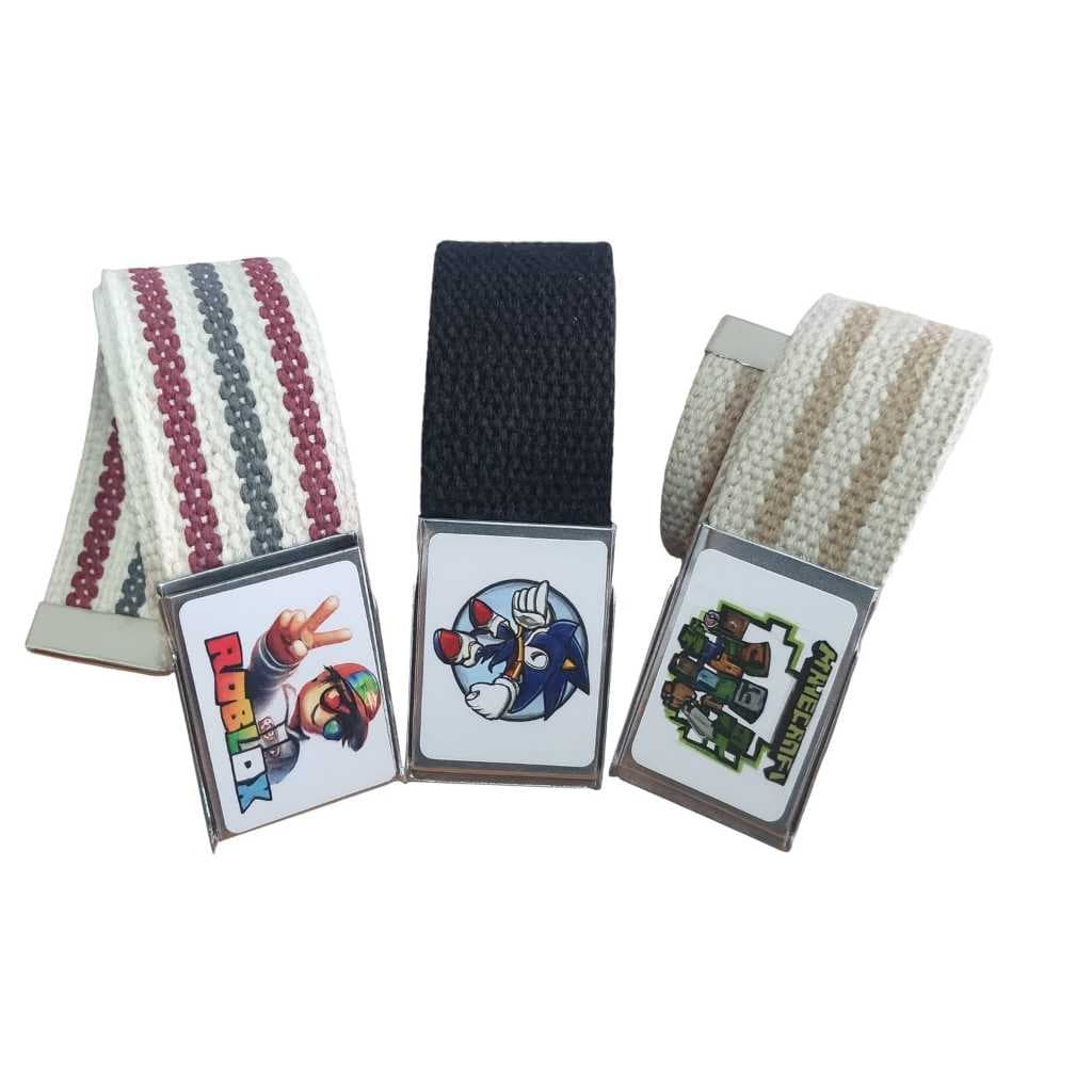 kit com 3 cinto infantil roblox  sonic minecraft ajustável criança