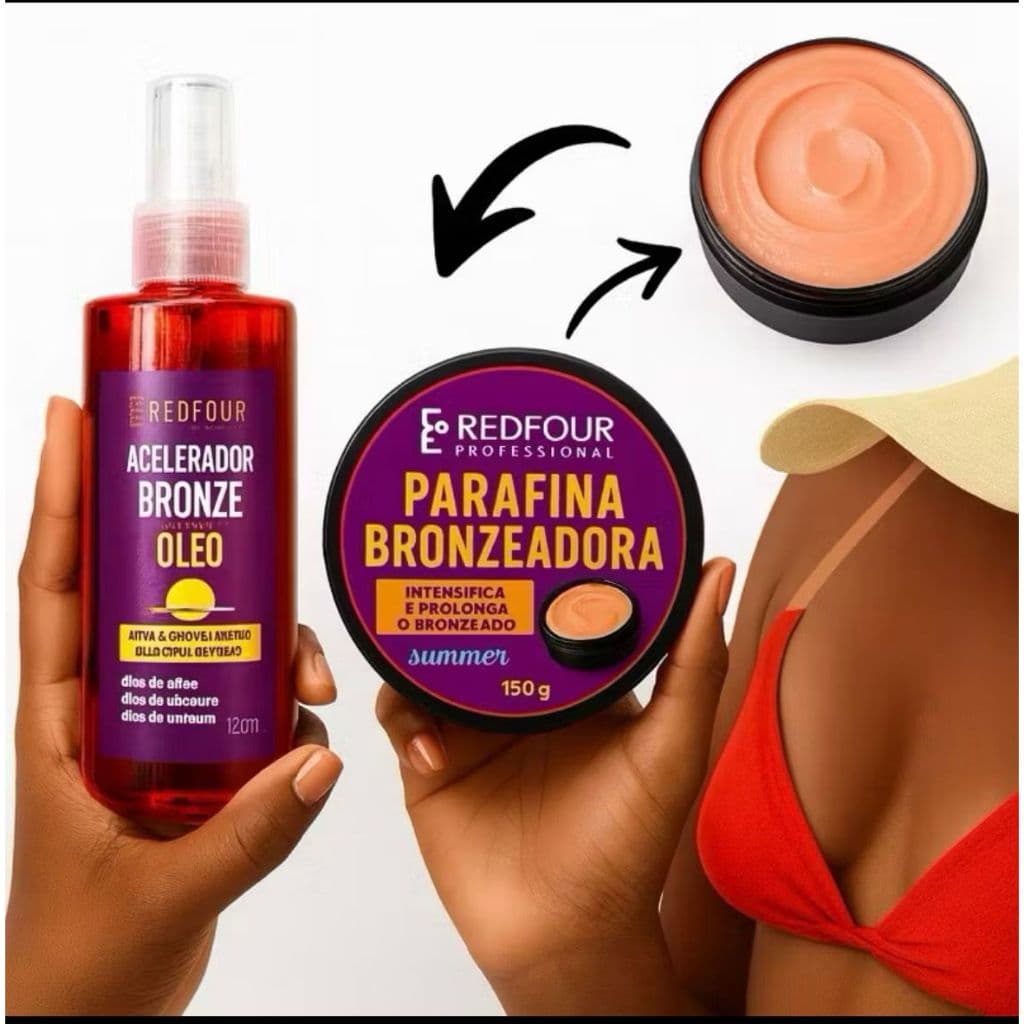Bronzeador Acelerador de Bronze Pele Dourada e Hidratada 120ml  e Parafina 150gr