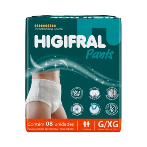 Fralda Geriátrica Pôs Parto 8 un Higifral Roupa Intima com Alta Absorção
