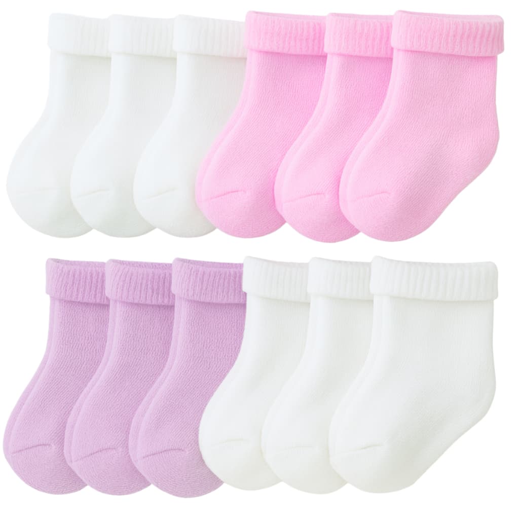 Kit 12 Pares de Meias Bebê RN Recém Nascido Essencial para Enxoval Saída Maternidade 0 a 10 Meses