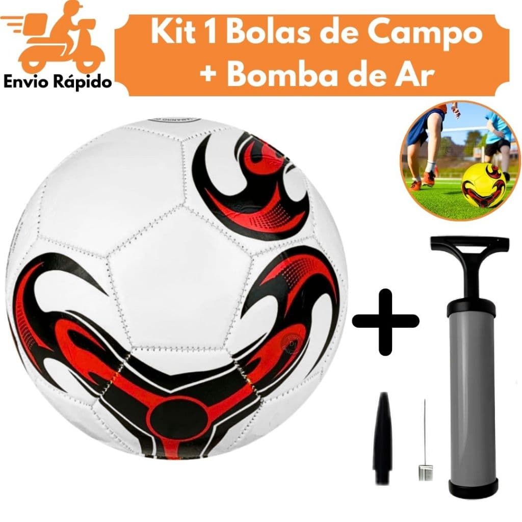 Kit 1 Bola De Campo E Bomba De Ar Futebol Crianças