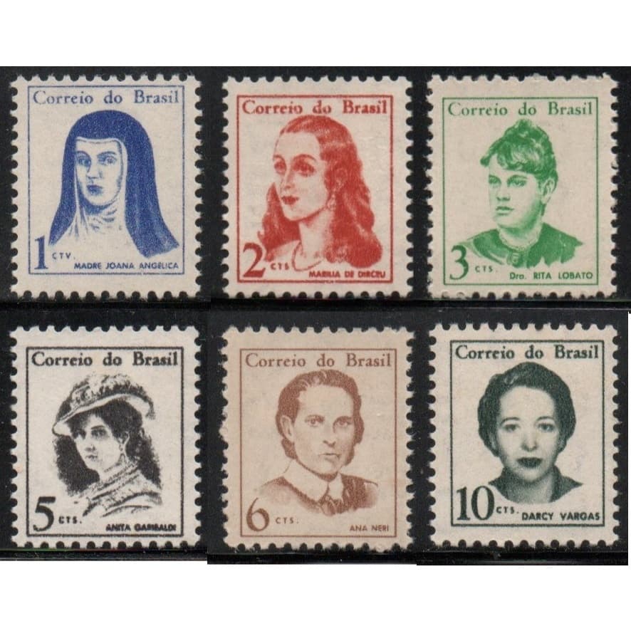 Série completa de 6 selos novos mulheres famosas do Brasil - selos de carta- filatelia