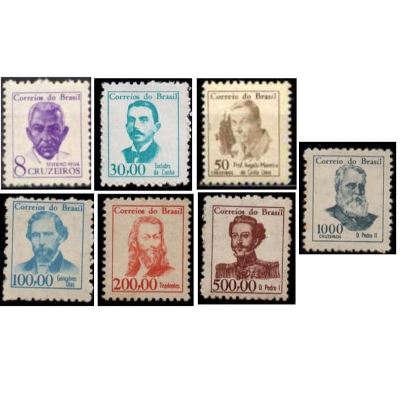 Série completa de 7 selos novos vultos célebres - rara - selos de carta- filatelia - cat.rhm519/525
