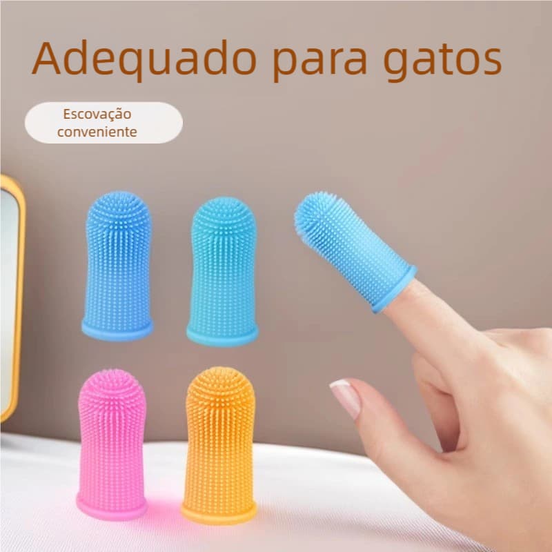 Escova de Dente Pet Silicone BPA Free – Maleável, Estojo para Transporte, Limpeza 360° Ultra Macia!